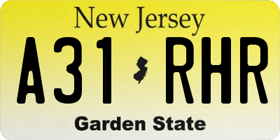 NJ license plate A31RHR