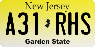 NJ license plate A31RHS