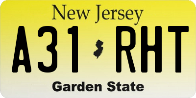 NJ license plate A31RHT