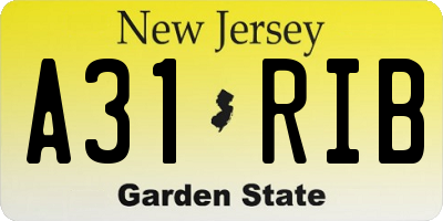 NJ license plate A31RIB