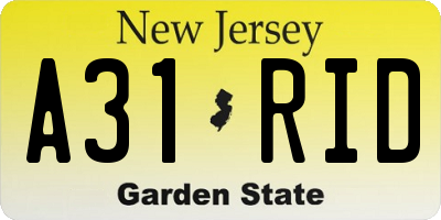 NJ license plate A31RID