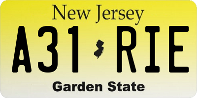 NJ license plate A31RIE