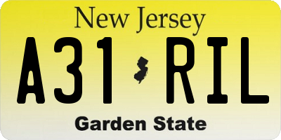 NJ license plate A31RIL
