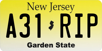 NJ license plate A31RIP