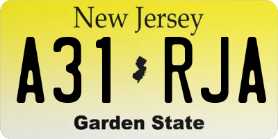 NJ license plate A31RJA