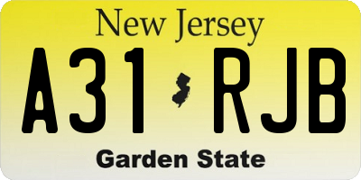 NJ license plate A31RJB