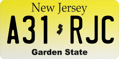 NJ license plate A31RJC