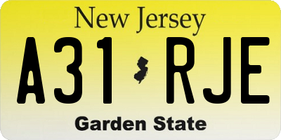NJ license plate A31RJE