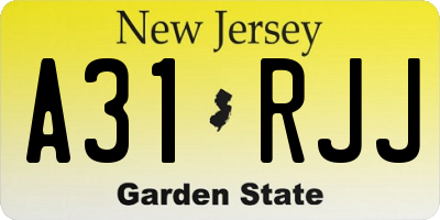 NJ license plate A31RJJ