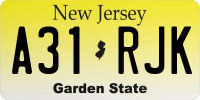 NJ license plate A31RJK