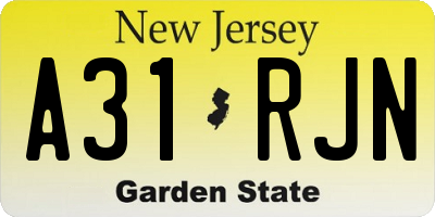 NJ license plate A31RJN