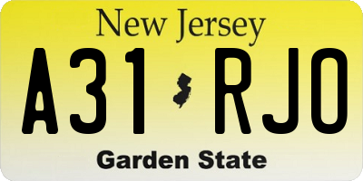 NJ license plate A31RJO