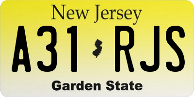 NJ license plate A31RJS