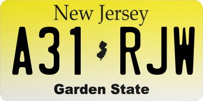 NJ license plate A31RJW