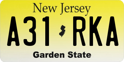 NJ license plate A31RKA