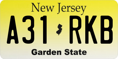 NJ license plate A31RKB