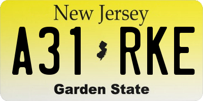 NJ license plate A31RKE