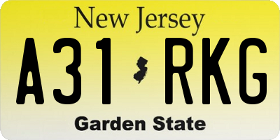NJ license plate A31RKG
