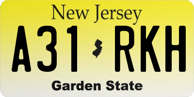 NJ license plate A31RKH