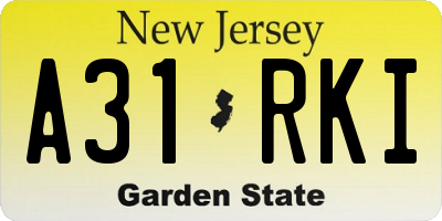 NJ license plate A31RKI