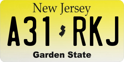 NJ license plate A31RKJ