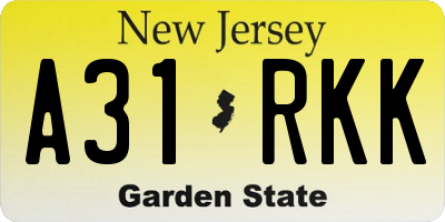 NJ license plate A31RKK