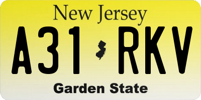 NJ license plate A31RKV