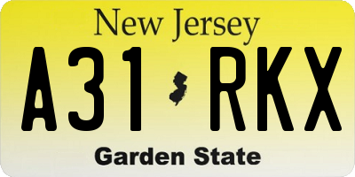 NJ license plate A31RKX