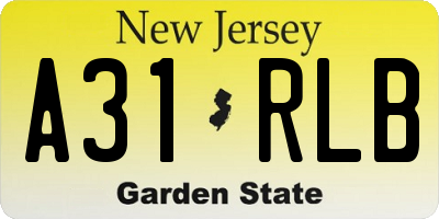 NJ license plate A31RLB