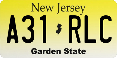 NJ license plate A31RLC
