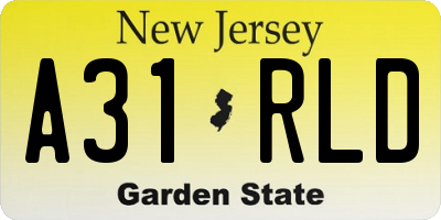 NJ license plate A31RLD