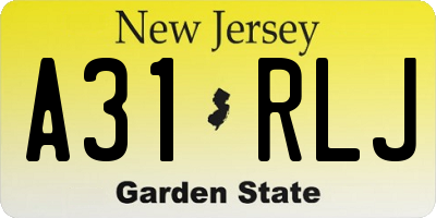 NJ license plate A31RLJ