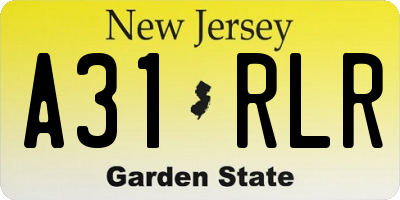 NJ license plate A31RLR