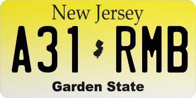 NJ license plate A31RMB