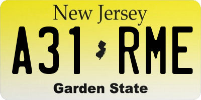 NJ license plate A31RME