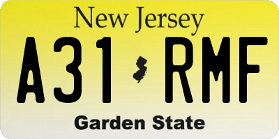 NJ license plate A31RMF