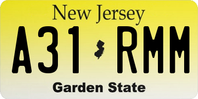 NJ license plate A31RMM