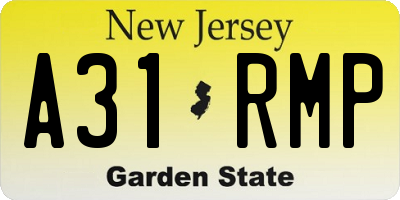 NJ license plate A31RMP