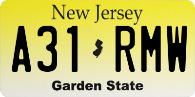 NJ license plate A31RMW