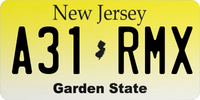 NJ license plate A31RMX