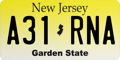 NJ license plate A31RNA