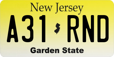 NJ license plate A31RND
