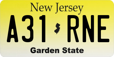 NJ license plate A31RNE