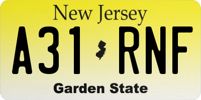 NJ license plate A31RNF