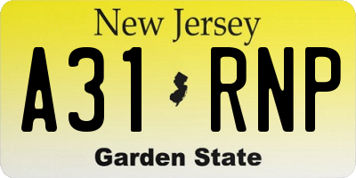 NJ license plate A31RNP