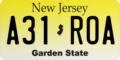 NJ license plate A31ROA