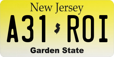 NJ license plate A31ROI