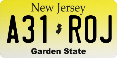 NJ license plate A31ROJ