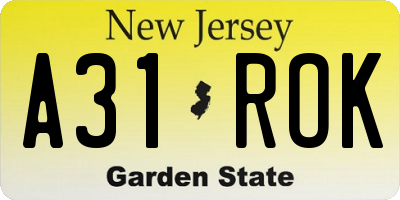NJ license plate A31ROK
