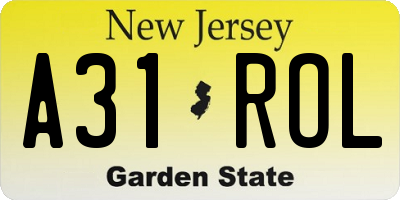 NJ license plate A31ROL